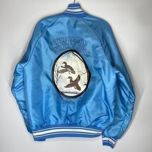 Vintage Action Jackets Tiffany Wildlife Area D.U. Wisconsin Blue Bomber Jacket L